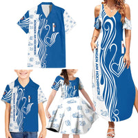 Busingen am Hochrhein Germany Family Matching Summer Maxi Dress and Hawaiian Shirt with Swan Pattern and Blue White Heart Design - Wonder Print Shop
