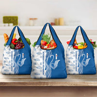 Busingen am Hochrhein Germany Grocery Bag with Swan Pattern and Blue White Heart Design - Wonder Print Shop