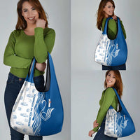 Busingen am Hochrhein Germany Grocery Bag with Swan Pattern and Blue White Heart Design - Wonder Print Shop