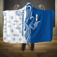 Busingen am Hochrhein Germany Hooded Blanket with Swan Pattern and Blue White Heart Design - Wonder Print Shop