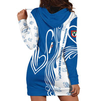 Busingen am Hochrhein Germany Hoodie Dress with Swan Pattern and Blue White Heart Design - Wonder Print Shop