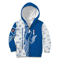 Busingen am Hochrhein Germany Kid Hoodie with Swan Pattern and Blue White Heart Design - Wonder Print Shop