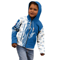 Busingen am Hochrhein Germany Kid Hoodie with Swan Pattern and Blue White Heart Design - Wonder Print Shop