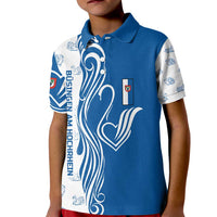 Busingen am Hochrhein Germany Kid Polo Shirt with Swan Pattern and Blue White Heart Design - Wonder Print Shop