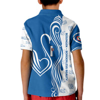 Busingen am Hochrhein Germany Kid Polo Shirt with Swan Pattern and Blue White Heart Design - Wonder Print Shop