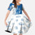 Busingen am Hochrhein Germany Kid Short Sleeve Dress with Swan Pattern and Blue White Heart Design - Wonder Print Shop