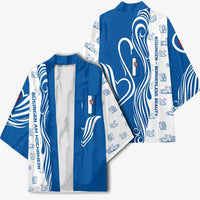 Busingen am Hochrhein Germany Kimono with Swan Pattern and Blue White Heart Design - Wonder Print Shop