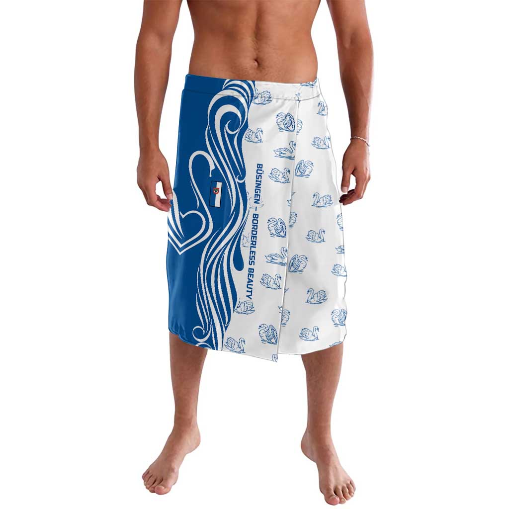 Busingen am Hochrhein Germany Lavalava with Swan Pattern and Blue White Heart Design - Wonder Print Shop
