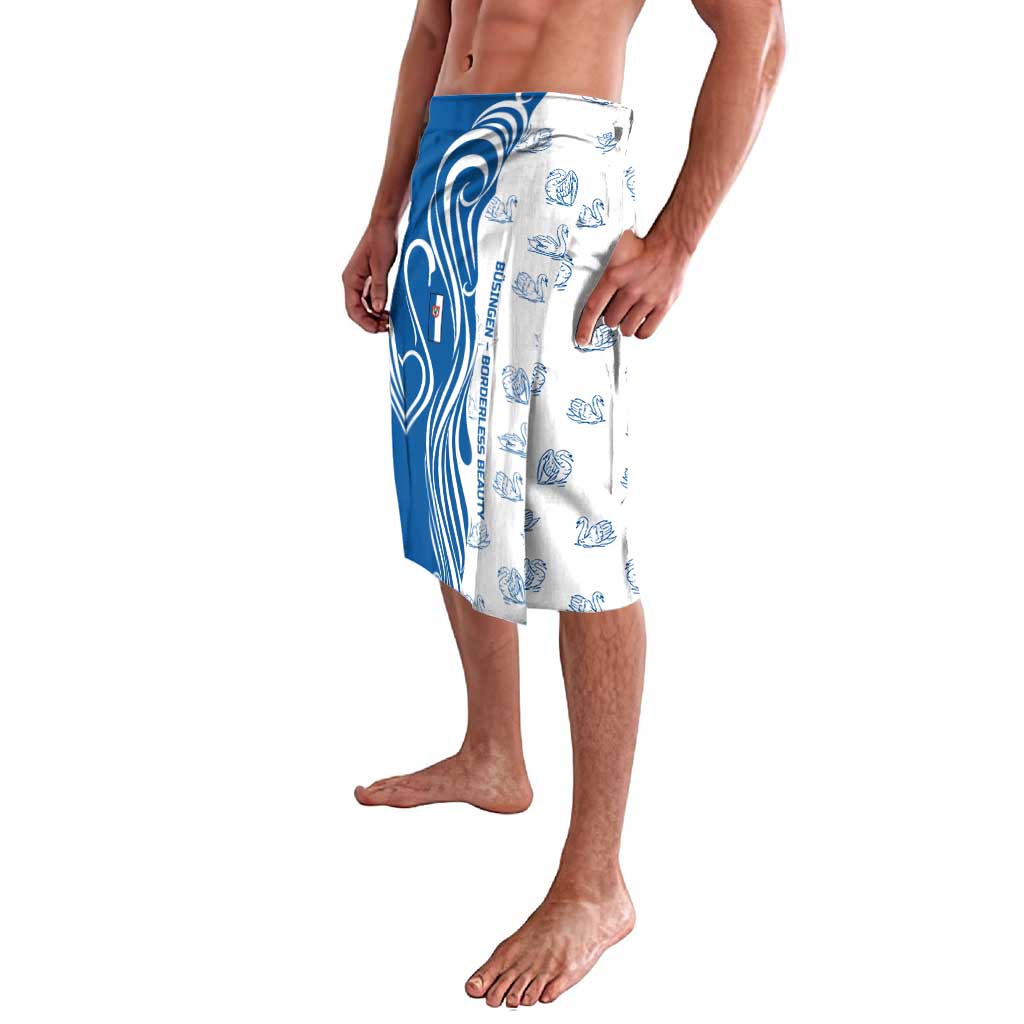 Busingen am Hochrhein Germany Lavalava with Swan Pattern and Blue White Heart Design - Wonder Print Shop