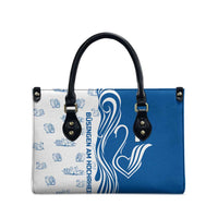 Busingen am Hochrhein Germany Leather Bag with Swan Pattern and Blue White Heart Design - Wonder Print Shop