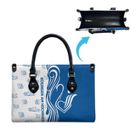 Busingen am Hochrhein Germany Leather Bag with Swan Pattern and Blue White Heart Design - Wonder Print Shop