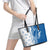 Busingen am Hochrhein Germany Leather Tote Bag with Swan Pattern and Blue White Heart Design - Wonder Print Shop