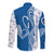 Busingen am Hochrhein Germany Long Sleeve Button Shirt with Swan Pattern and Blue White Heart Design - Wonder Print Shop