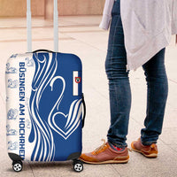 Busingen am Hochrhein Germany Luggage Cover with Swan Pattern and Blue White Heart Design - Wonder Print Shop