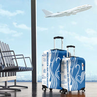 Busingen am Hochrhein Germany Luggage Cover with Swan Pattern and Blue White Heart Design - Wonder Print Shop