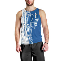 Busingen am Hochrhein Germany Men Tank Top with Swan Pattern and Blue White Heart Design - Wonder Print Shop
