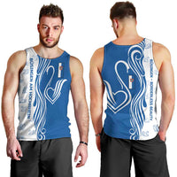 Busingen am Hochrhein Germany Men Tank Top with Swan Pattern and Blue White Heart Design - Wonder Print Shop