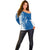 Busingen am Hochrhein Germany Off Shoulder Sweater with Swan Pattern and Blue White Heart Design - Wonder Print Shop