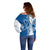 Busingen am Hochrhein Germany Off Shoulder Sweater with Swan Pattern and Blue White Heart Design - Wonder Print Shop