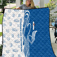 Busingen am Hochrhein Germany Quilt with Swan Pattern and Blue White Heart Design - Wonder Print Shop