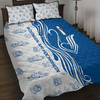 Busingen am Hochrhein Germany Quilt Bed Set with Swan Pattern and Blue White Heart Design - Wonder Print Shop