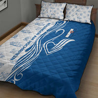 Busingen am Hochrhein Germany Quilt Bed Set with Swan Pattern and Blue White Heart Design - Wonder Print Shop