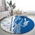 Busingen am Hochrhein Germany Round Carpet with Swan Pattern and Blue White Heart Design - Wonder Print Shop