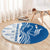 Busingen am Hochrhein Germany Round Carpet with Swan Pattern and Blue White Heart Design - Wonder Print Shop