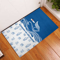 Busingen am Hochrhein Germany Rubber Doormat with Swan Pattern and Blue White Heart Design - Wonder Print Shop