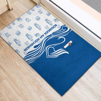 Busingen am Hochrhein Germany Rubber Doormat with Swan Pattern and Blue White Heart Design - Wonder Print Shop