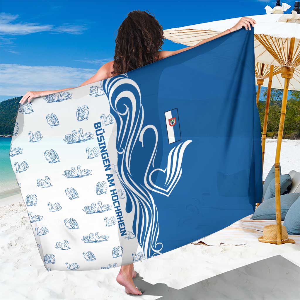 Busingen am Hochrhein Germany Sarong with Swan Pattern and Blue White Heart Design - Wonder Print Shop