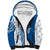 Busingen am Hochrhein Germany Sherpa Hoodie with Swan Pattern and Blue White Heart Design - Wonder Print Shop