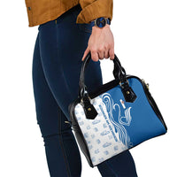 Busingen am Hochrhein Germany Shoulder Handbag with Swan Pattern and Blue White Heart Design - Wonder Print Shop