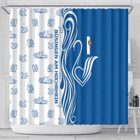 Busingen am Hochrhein Germany Shower Curtain with Swan Pattern and Blue White Heart Design - Wonder Print Shop