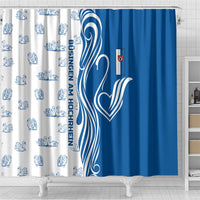 Busingen am Hochrhein Germany Shower Curtain with Swan Pattern and Blue White Heart Design - Wonder Print Shop