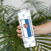 Busingen am Hochrhein Germany Skinny Tumbler with Swan Pattern and Blue White Heart Design - Wonder Print Shop