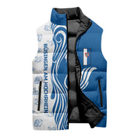 Busingen am Hochrhein Germany Sleeveless Puffer Jacket with Swan Pattern and Blue White Heart Design - Wonder Print Shop