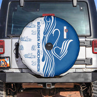 Busingen am Hochrhein Germany Spare Tire Cover with Swan Pattern and Blue White Heart Design - Wonder Print Shop