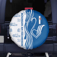Busingen am Hochrhein Germany Spare Tire Cover with Swan Pattern and Blue White Heart Design - Wonder Print Shop