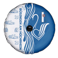 Busingen am Hochrhein Germany Spare Tire Cover with Swan Pattern and Blue White Heart Design - Wonder Print Shop