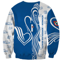 Busingen am Hochrhein Germany Sweatshirt with Swan Pattern and Blue White Heart Design - Wonder Print Shop