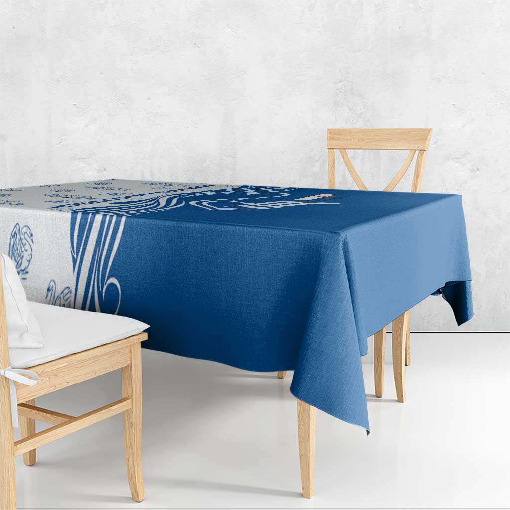 Busingen am Hochrhein Germany Tablecloth with Swan Pattern and Blue White Heart Design - Wonder Print Shop
