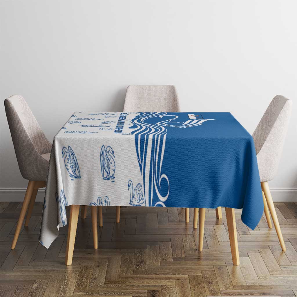 Busingen am Hochrhein Germany Tablecloth with Swan Pattern and Blue White Heart Design - Wonder Print Shop
