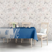 Busingen am Hochrhein Germany Tablecloth with Swan Pattern and Blue White Heart Design - Wonder Print Shop