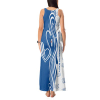 Busingen am Hochrhein Germany Tank Maxi Dress with Swan Pattern and Blue White Heart Design - Wonder Print Shop