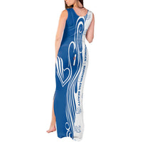Busingen am Hochrhein Germany Tank Maxi Dress with Swan Pattern and Blue White Heart Design - Wonder Print Shop