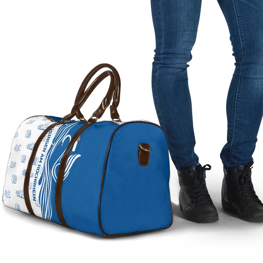 Busingen am Hochrhein Germany Travel Bag with Swan Pattern and Blue White Heart Design - Wonder Print Shop