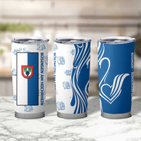 Busingen am Hochrhein Germany Tumbler Cup with Swan Pattern and Blue White Heart Design - Wonder Print Shop