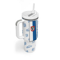 Busingen am Hochrhein Germany Tumbler With Handle with Swan Pattern and Blue White Heart Design - Wonder Print Shop