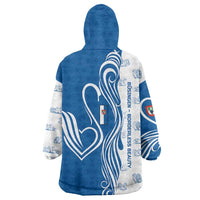 Busingen am Hochrhein Germany Wearable Blanket Hoodie with Swan Pattern and Blue White Heart Design - Wonder Print Shop